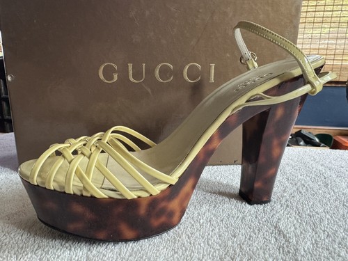 GUCCI Tortoiseshell Patent Leather Platform Heels 36 C w/ Box - EXCELLENT!!! - Picture 3 of 14