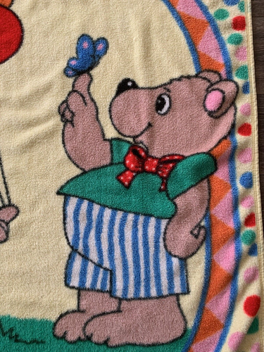 Oso de peluche bebé 50 x 44 manta vintage 2 osos 6 globos lazos lunares - Imagen 3 de 6