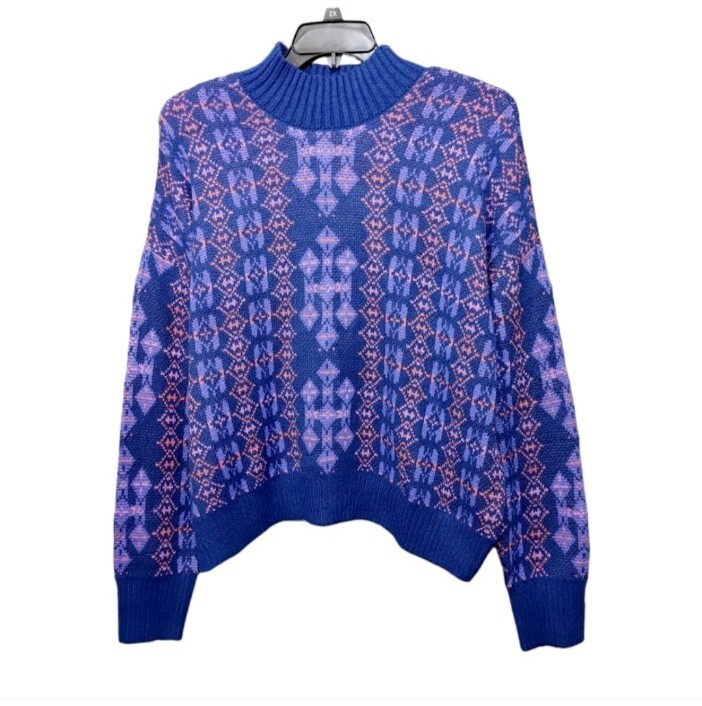 Lane Bryant Classic Long-Sleeve Mock-Neck Jacquard Pullover Womens