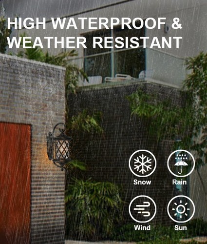 Black Outdoor Wall Lights Exterior Light Fixture Water Glass Waterproof Outside - Picture 4 of 6