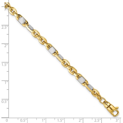 14k Two-tone Gold Chain Bracelet for Mens for Mens L-8.25" W- 4.25mm Mother Gift - 第 5/9 張圖片