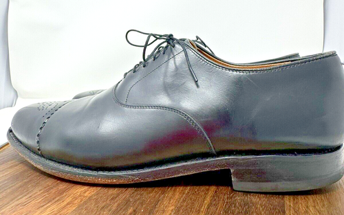 Allen Edmonds Dryden Black Brogue Medallion Toe Leather Dress Shoe Preowned Sz14 - Picture 3 of 9