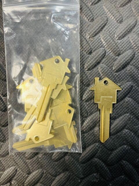10-pc Brass House Shaped Key Blank Kwickset Real Estate Broker Mantence Kw1 10-pc Brass House Shaped Key Blank Kwickset Real Estate Broker Mantence Kw1