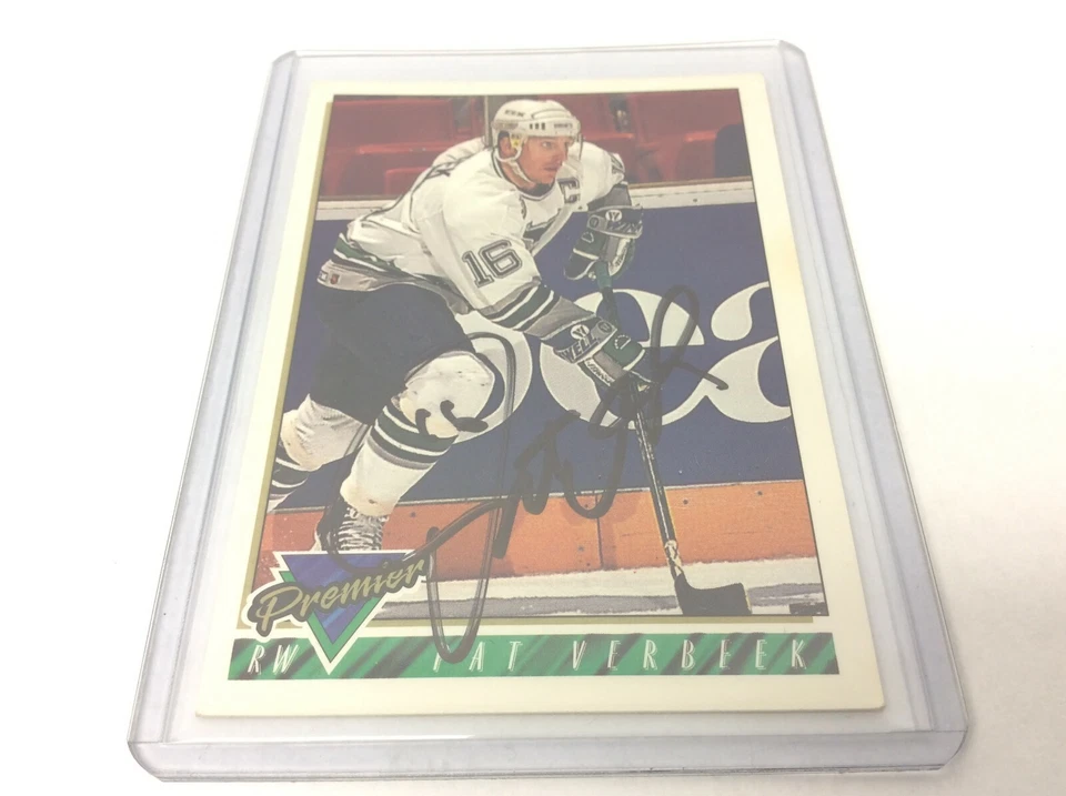 1993 Topps Pat Verbeek #47 Hartford Whalers Premier Signed Auto Hockey Card - Image 2 of 4