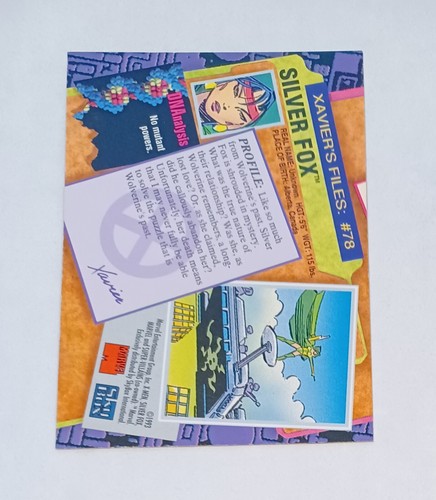 Skybox X-Men Series 2, Xavier Files, #78, Silver Fox Trading Card, 1993 - Bild 2 von 3