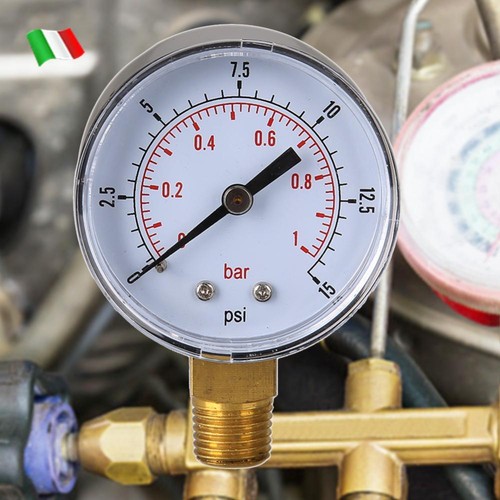 0-15 PSI Low Pressure Gauge 1/4 BSPT Lower Mount Manometer Air Pressure Gauge
