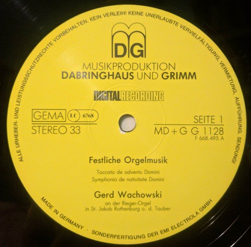 Gerd Wachowski Festliche Orgelmusik MDG MD+G G 1128 1983 German Classical NM - Imagen 4 de 6
