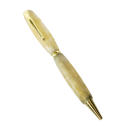 Kugelschreiber schöne Designer Handarbeit Acryl Kugelschreiber Drehstift mehrfarbig creme - Bild 5 von 5