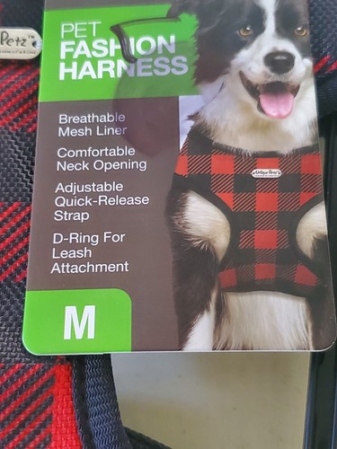 MEDIUM UNIQUE PETZ PET DOG FASHION GESCHIRR WESTE ROT/SCHWARZ BÜFFEL KARIERT NEU - Bild 2 von 4