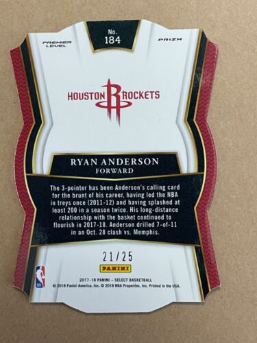 2017-18 Select Die Cut RYAN ANDERSON Tye Dye Prizm SP /25 Houston Rockets - Picture 2 of 2
