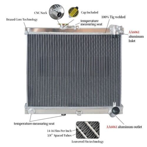 Aluminum Radiator for 1986 1987 1988 Mazda RX7 FC3S S4 1.3L RX-7 Manual MT 86 87 - Picture 2 of 8