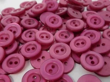 Vintage Wine Red 2-Hole Raised Edge Opaque Buttons 15mm Lot of 8 B32-2