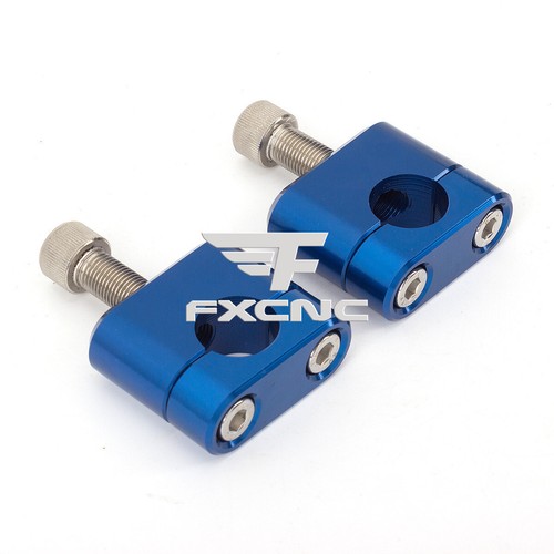 FXCNC Blue Universal Motorcycle 7/8 22mm Handlebar Riser Fat Bar Mount Clamp CNC - Picture 5 of 10