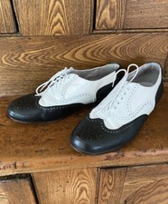 Aris Allen vintage men 8 women 10 dance shoes black white leather oxford swing