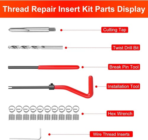 Thread Repair Tool Helicoil Inserts Kit Metric M5/M6/M8/20pc M10/M12/M14/10pc - Bild 13 von 38