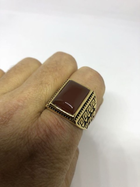 1980's Vintage Golden Stainless Steel Size 11.25 Men's Genuine Carnelian Ring 1980's Vintage Golden Stainless Steel Size 11.25 Men's Genuine Carnelian Ring