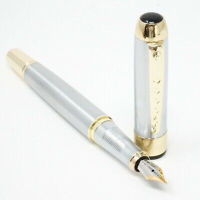 UK SOLD! FINE Nib Chrome Trim Jinhao X250 Blue Lacquered Finish Fountain Pen