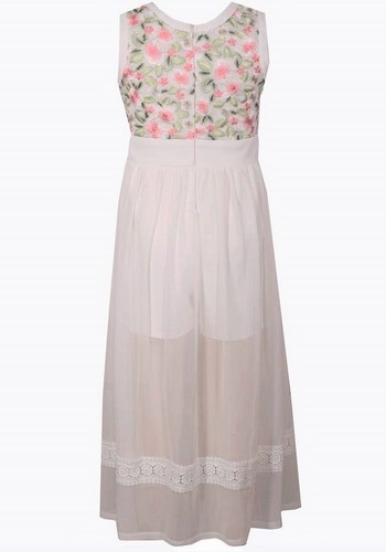 BONNIE JEAN Girls Plus 16.5 Embroidered Walk-through Maxi Romper Dress NWT - Picture 2 of 2