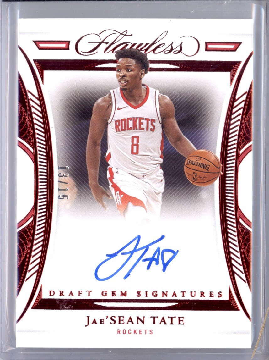 JAE'SEAN TATE 2021-22 PANINI FLAWLESS DRAFT GEM SIGNATURES RUBY /15 ON CARD AUTO