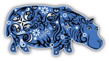Patterned Hippopotamus Car Bumper Sticker Decal - ''SIZES''