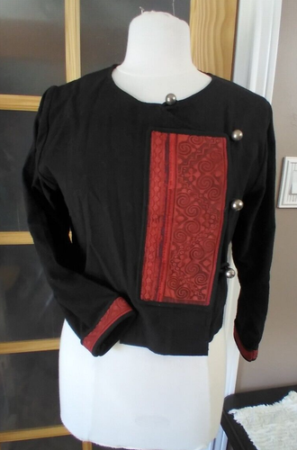 Oriental Jacket Cropped Style Appliques Embroidered Womens Western Military - Picture 2 of 8