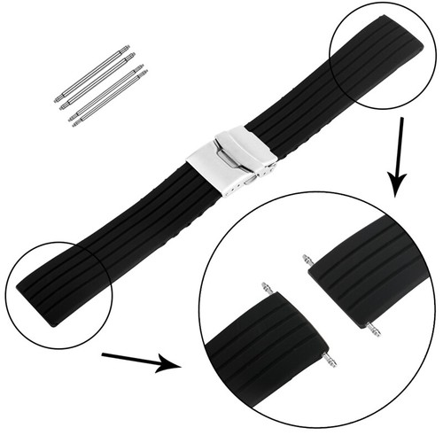 Mehrfarbiges 18/20/22/24 mm Silikon Uhrenarmband Gummi Ersatzarmband - Bild 8 von 17