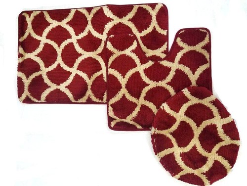 Juego de alfombras de baño geométricas de 3 piezas - alfombra de baño, alfombra de contorno, cubierta de tapa de inodoro - Imagen 7 de 9