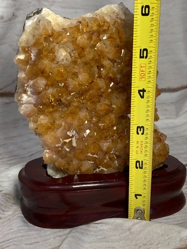 Citrine Crystal Cluster from Brazil 5"x4"x1" on Custom Wood Stand 1lb 10 oz #123 - Picture 3 of 6