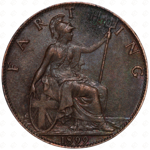 1899 Great Britain Victoria Farthing Coin (Dies 1+A)