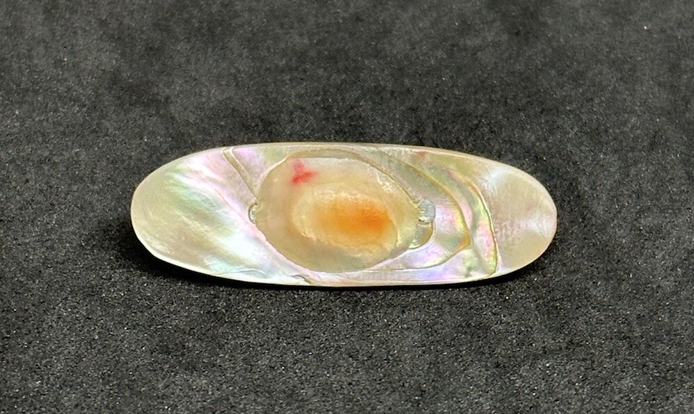 Antique Oblong Mother Of Pearl Blister Pearl Victorian Brooch Pin Shell MOP-image