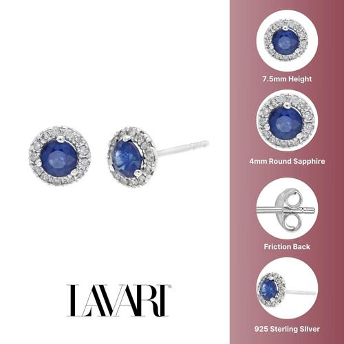.60 Ct Round Blue Sapphire Diamond 925 Sterling Silver Stud Birthstone Earrings - Picture 3 of 6