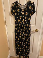 NEW DB moon dress summer Maxi short sleeve empire waist long with pockets M