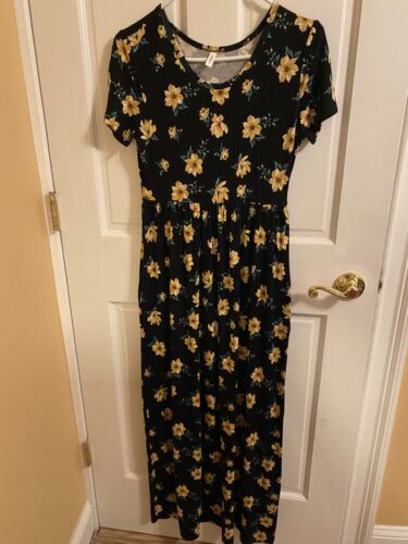 NEW DB moon dress summer Maxi short sleeve empire waist long with pockets M
