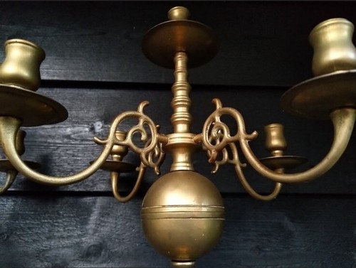 Pair of brass candelabras 5 candles, 2 large vintage candle holders, Christmas - Picture 4 of 7
