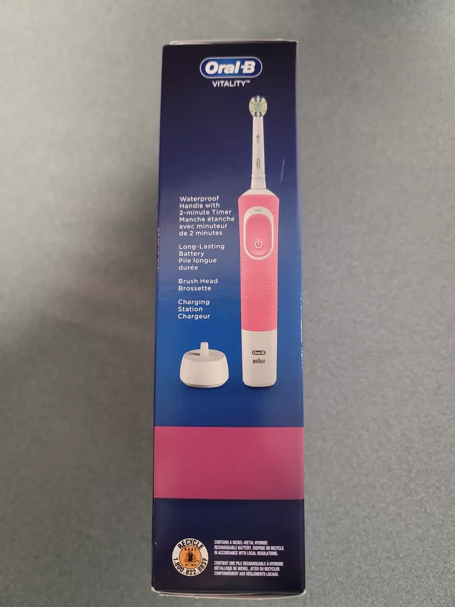 Oral B Vitality Rechargeable Toothbrush Deep Clean Between Teeth White Pink