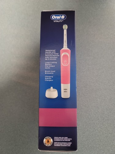 Oral-B Vitality Rechargeable Toothbrush Deep Clean Between Teeth White Pink - Picture 2 of 2