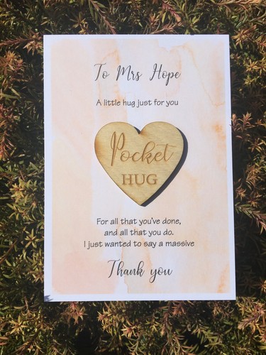 Personalised Teacher Gift Pocket Hug End of Term Birthday Christmas Thank you - Picture 4 of 5