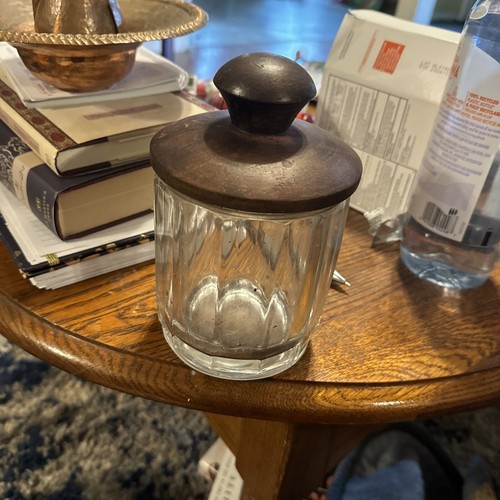 antique tobacco jar glass Heavy Glass Ribbed - Picture 1 of 2