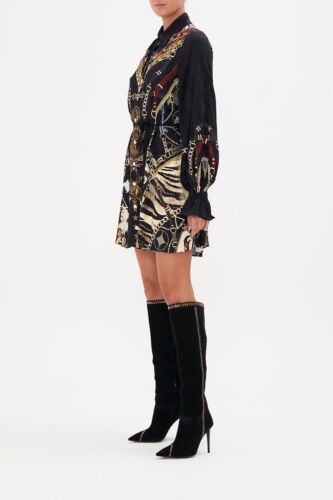 Camilla Shirt Dress Brumbies Horses Black Gold Horseshoe Race Rich Size XXS 🐎🧲 - Picture 4 of 24