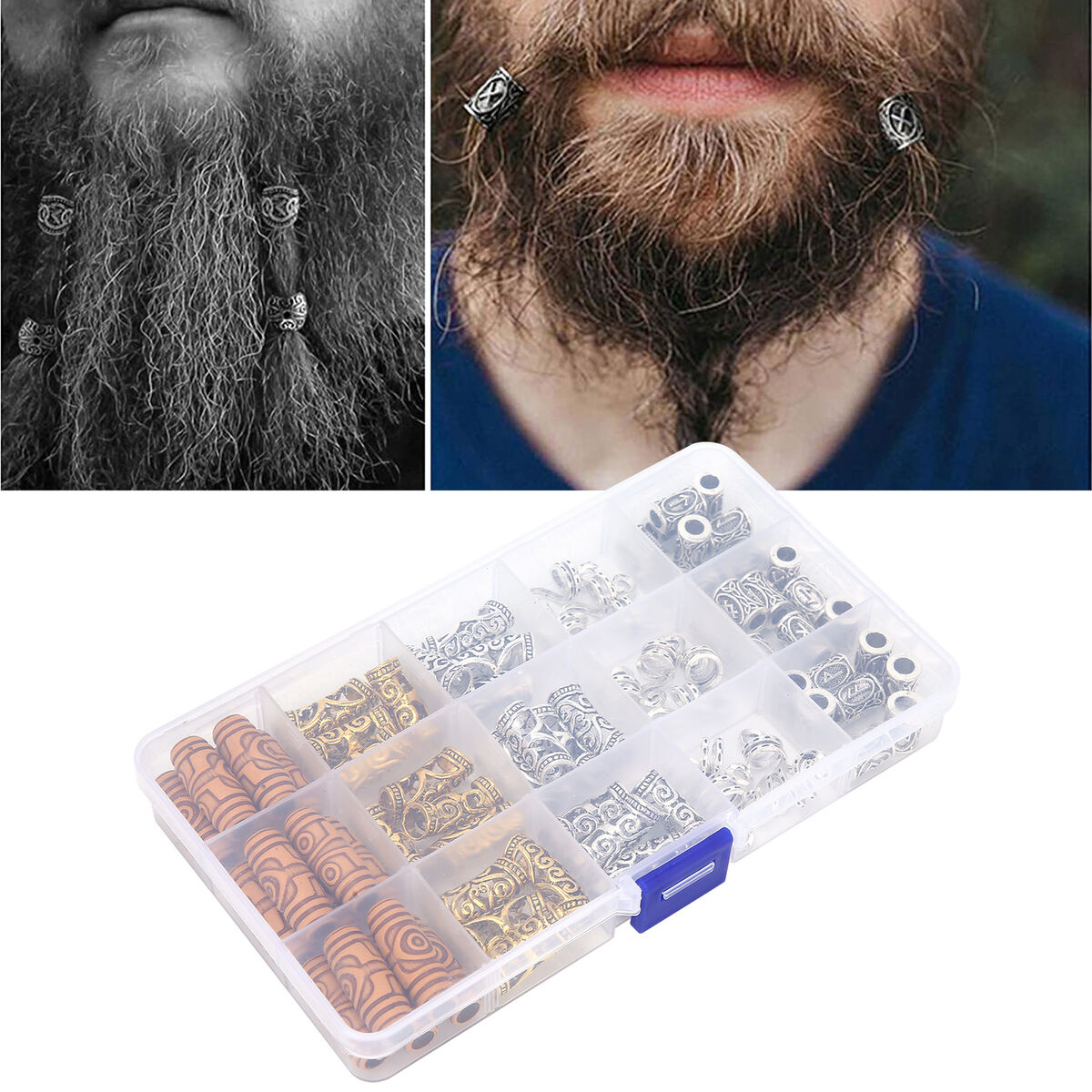 Viking Runes Beads Valknut Beard Hair Beads Celtic Futhark Runes Celtic Jewelry