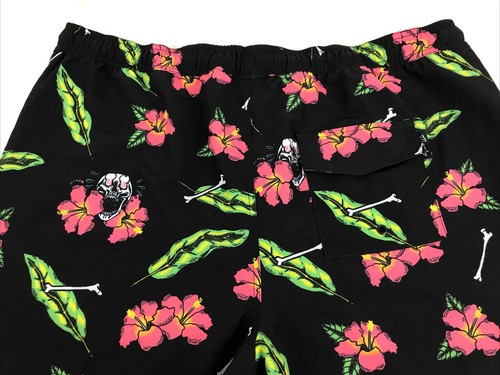 Mambo Smart Arts Board Shorts Black Size 4XL Bright Hibiscus Skull Boardies Men' - Picture 6 of 11