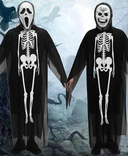 Halloween Skeleton Costume Clothes Ghost Cloak Skeleton Coat Halloween Cosplay - Picture 2 of 5