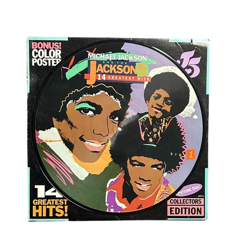 Micheal Jackson & Jackson 5 “14 Greatest Hits” LP Picture Vinyl Record w/ Poster - Picture 3 of 6