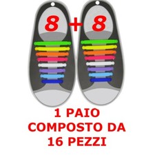 1 Pair 16pc Silicone Elastic Shoes Laces Unisex Shoe Laces COLOR