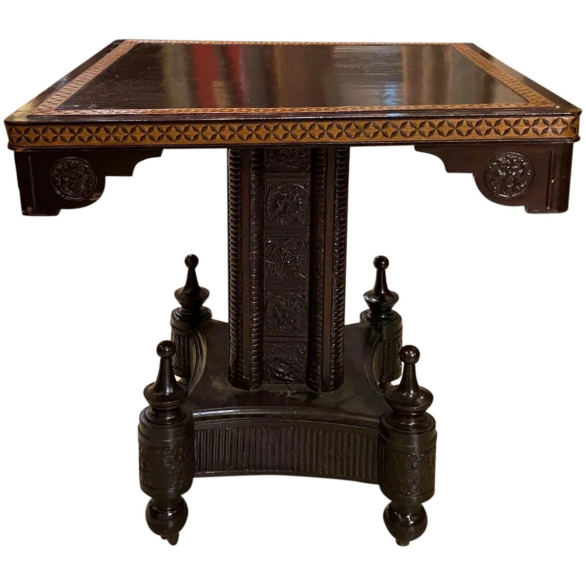 English Mahogany Tilt Top Center Table with Leather Lined Top English Mahogany Tilt Top Center Table with Leather Lined Top