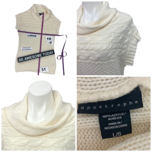 Apostrophe Sweater Womens Large Cable Knit Tunic Cowl Neck Work Office Cabin - Picture 11 of 13