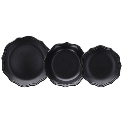 Piatti 12 Pezzi per 4 Persone TOGNANA Cecile Black Nero Set Servizio Casa Pranzo - Foto 5 di 9
