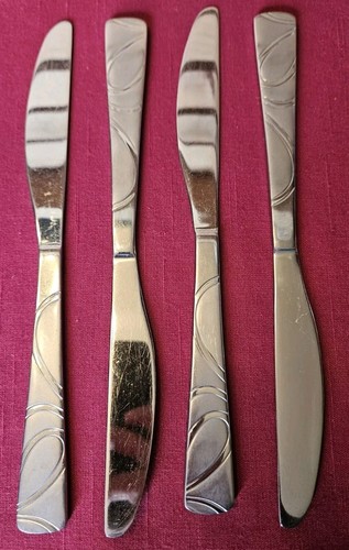 Set Of 4 Cambridge Sasha Sand Stainless Steel Dinner Knives 9 1/8" - Picture 6 of 7