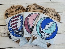 Grateful Dead Steal Your Face Set of 3 Can Koozie Dead Head Gift Beer Coozie
