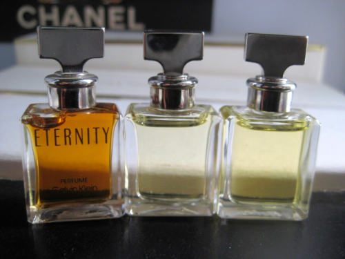 🎁90s 3pc lot Original Vintage 1/8 oz *PARFUM Calvin Klein Eternity pure perfume
